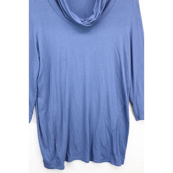 J.Jill Wearever 3/4 Sleeve Cowl Neck Top-Size Medium-Navy Blue - Picture 2 of 10